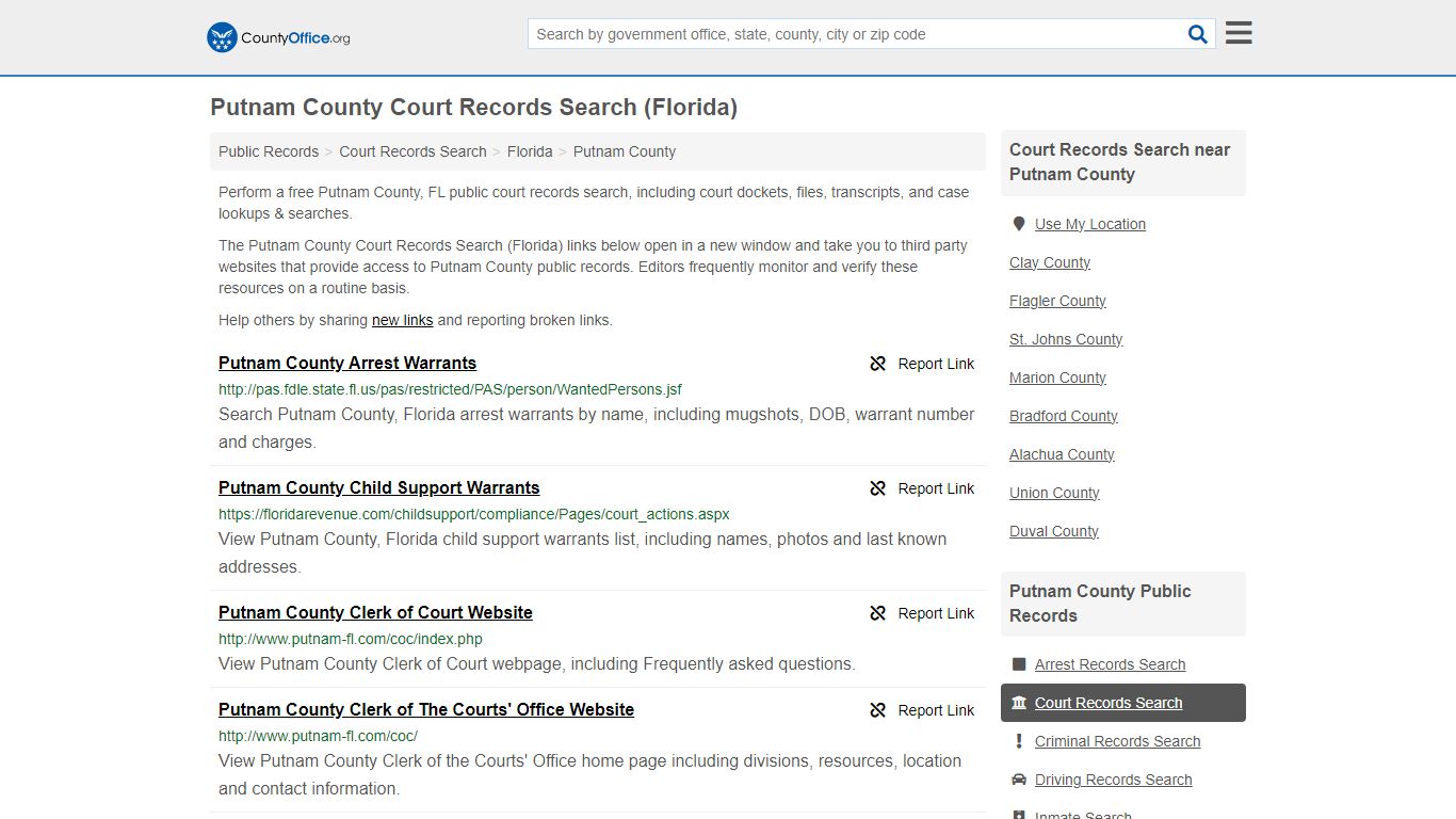 Putnam County Court Records Search (Florida) - County Office