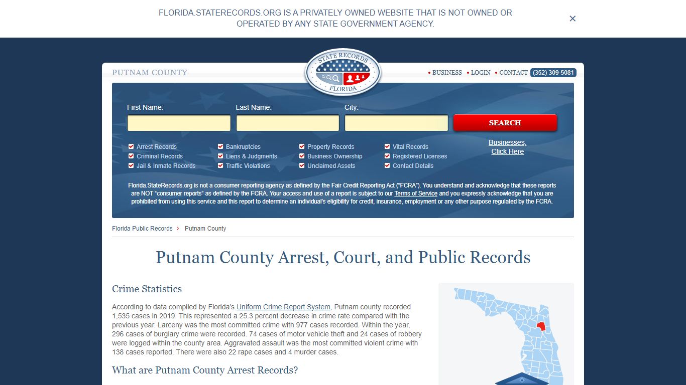 Putnam County Arrest, Court, and Public Records